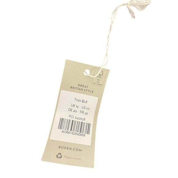 Boden Womens Top Blouse Shirt UK 14 US 10 Black Floral 3/4 Sleeve T1101 NWT - Picture 5 of 11